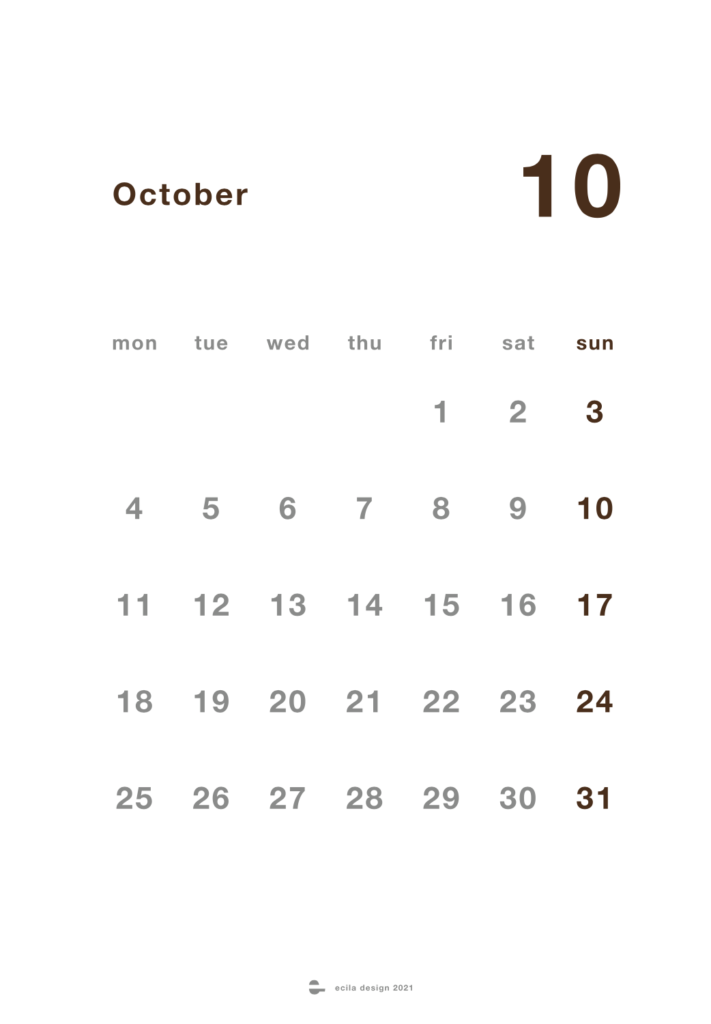 Ecila Designカレンダー21 8 10月修正版ダウンロードについて Ecila Design